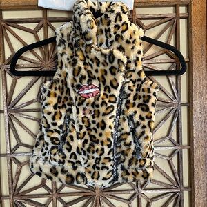Betsey Johnson Leopard Print Kids Vest Faux Fur 2T
